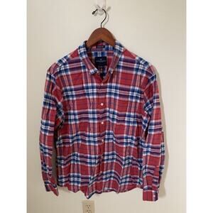 AMERICAN EAGLE Shirt Mens Large Button Down Red Plaid Seriously Soft Long Sleeve